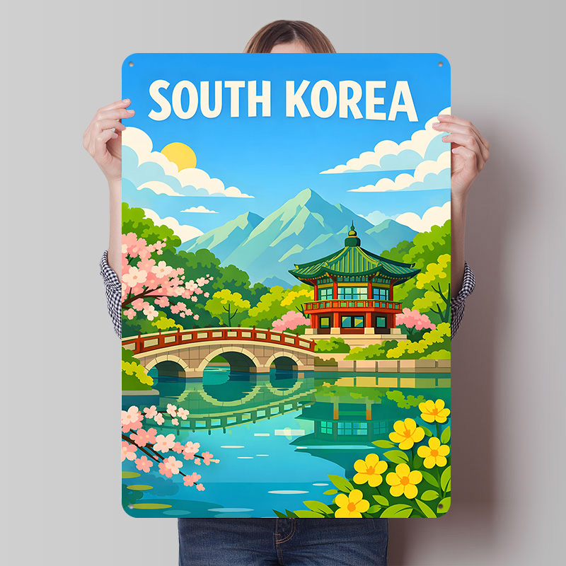 Desk Setup Poster - South Korea Travel Poster Customized Vintage
