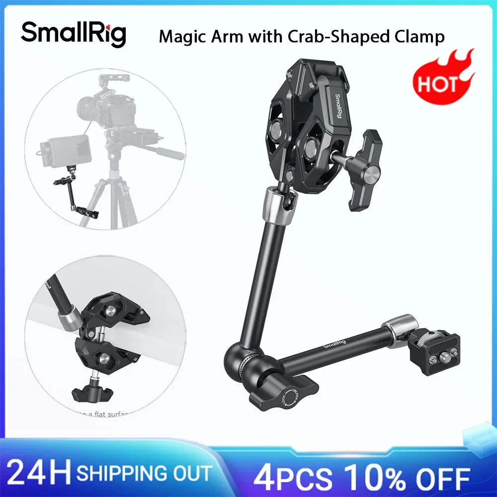 Monitor Arm Clamp - SmallRig Magic Arm with Crab-Shaped Clamp,