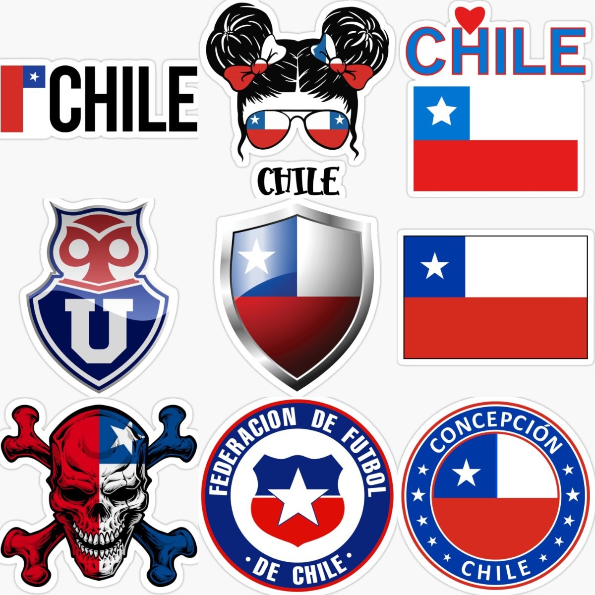 Desk Setup Maker - Chile Emblem Flag Skull Creative Sticker