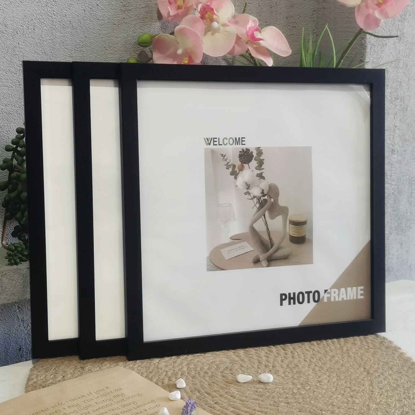 3Pcs Wood Square Photo Frames  - Desk Setup Poster 评论和价格