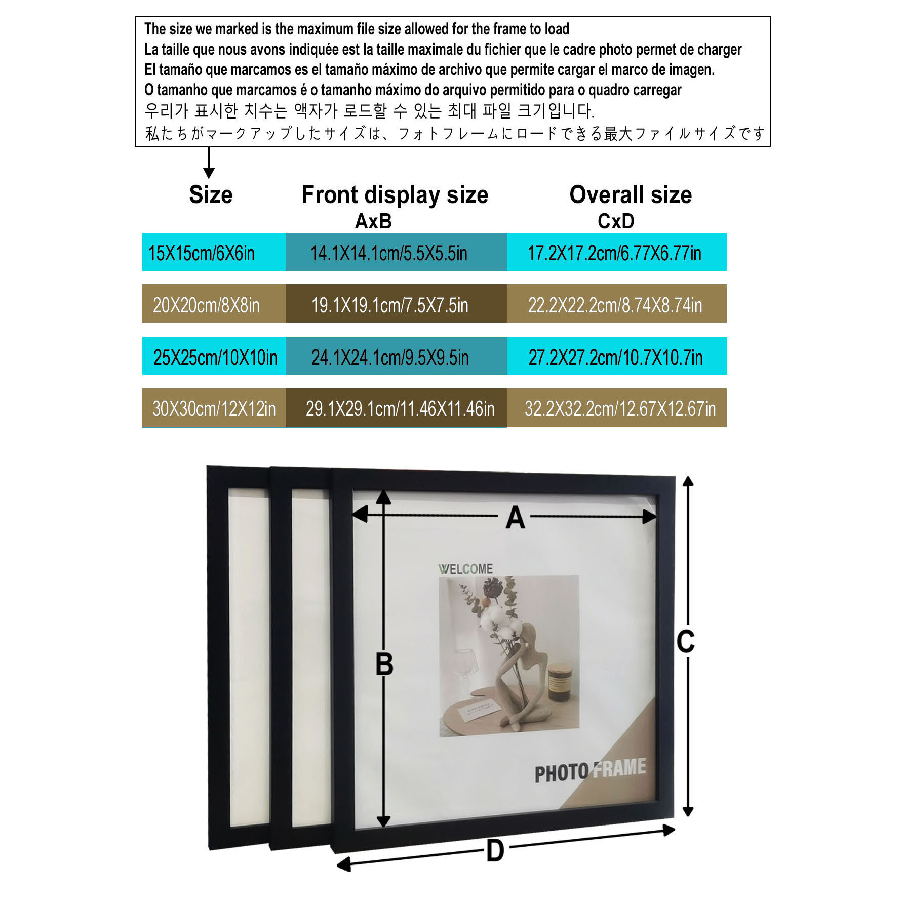 3Pcs Wood Square Photo Frames  - Desk Setup Poster 评论和价格