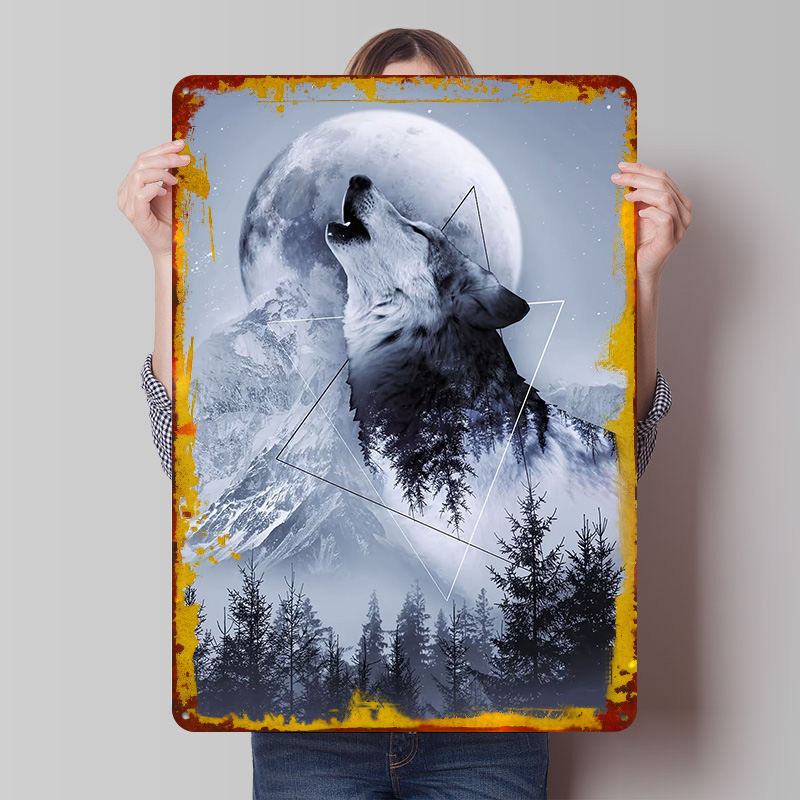 Howl With the Wolf Tin Poster  - Desk Setup Poster 评论和价格