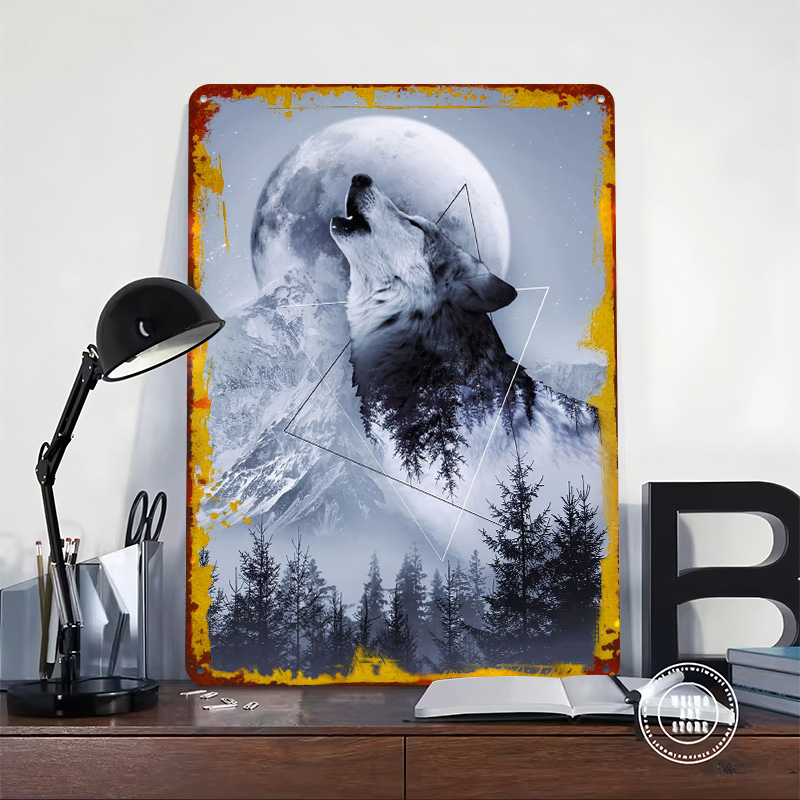 Howl With the Wolf Tin Poster  - Desk Setup Poster 评论和价格