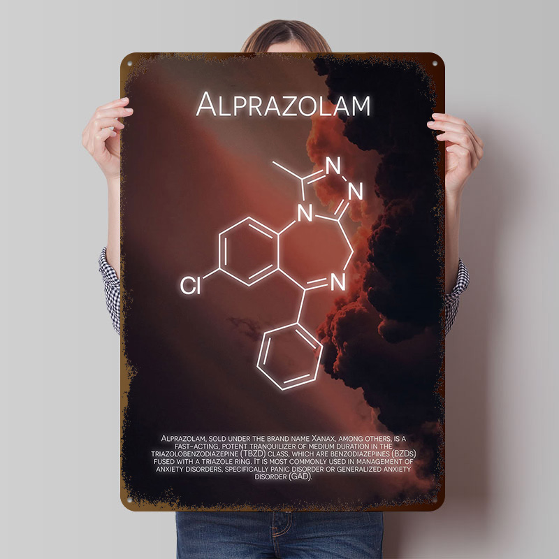 Alprazolam Molecule Tinplate P - Desk Setup Poster 评论和价格
