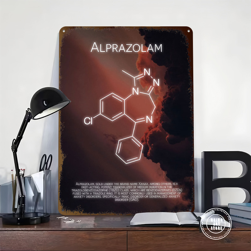 Alprazolam Molecule Tinplate P - Desk Setup Poster 评论和价格