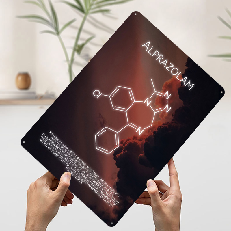 Alprazolam Molecule Tinplate P - Desk Setup Poster 评论和价格