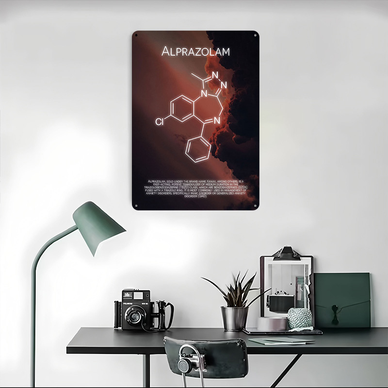 Alprazolam Molecule Tinplate P - Desk Setup Poster 评论和价格